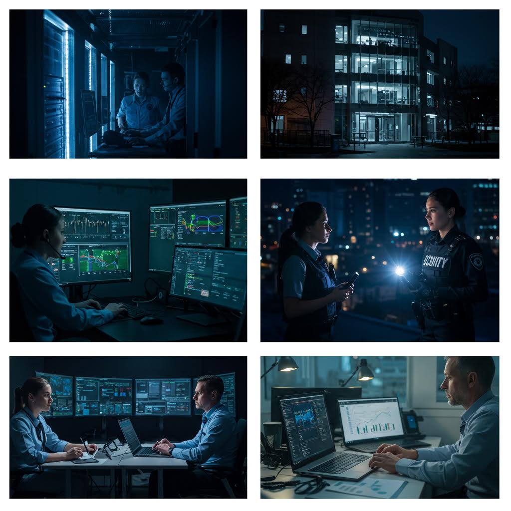 서버실과 보안 요원, 분석가들이 협업하는 모습을 담아 온카스터디 자료에서 보안 운영의 현실을 설명할 수 있는 장면